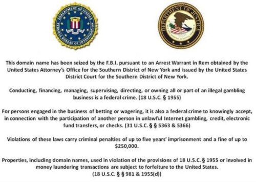 En l'espace de quelques minutes, les joueurs américains ne peuvent plus se connecter à FullTilt ou PokerStars. À la place, il découvre cet avis du Département de la justice américaine sifflant la fin de la partie pour des opérateurs illégaux aux USA.
