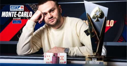 Roman Stoica, le vainqueur de cette édition 2026 de l'EPT Monte-Carlo, n'affiche pas un si grand sourire. Peut-être est-il déçu de ne pas avoir pris un million comme son prédécesseur ?