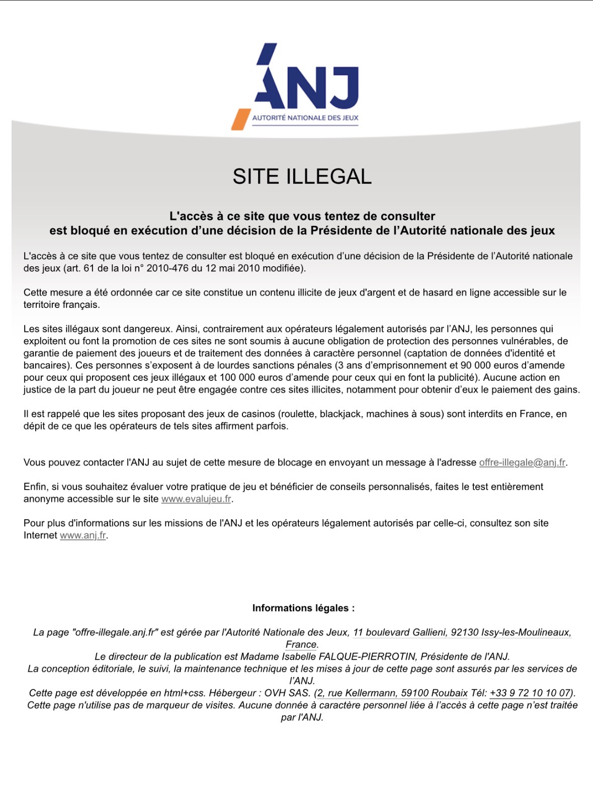 Message affiché lors de la connexion sur www.polymarket.com